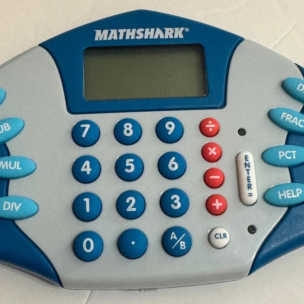 Educational Insights MathShark Electronic Math Game Calculator Blue Grey 8490